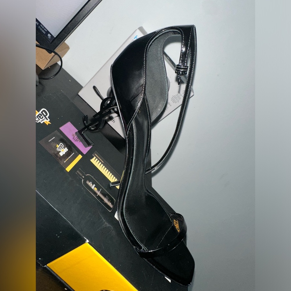 Optus Ysl logo Heel Sandals with Black hardware